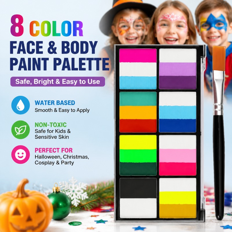 Cosplay Prop Paint - 8색 레인보우 페이스 & 바디 페인트