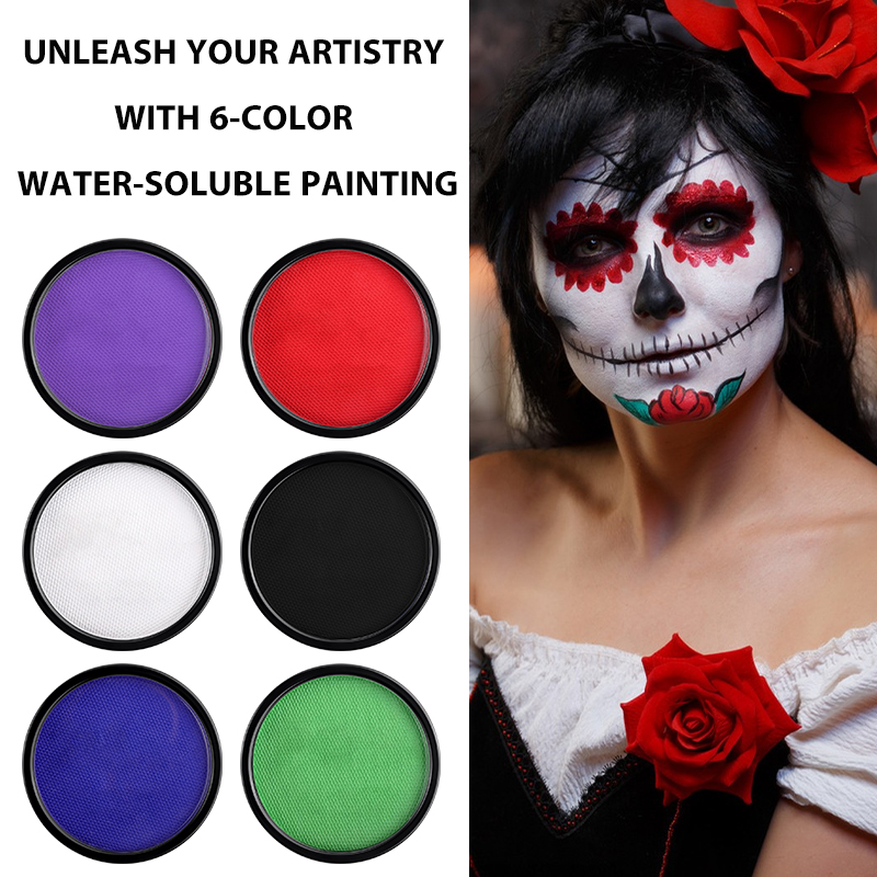 6가지 색상의 물 활성화 페이스 및 바디 페인트(브러쉬 - Cosplay Prop Paint 리뷰 및 가격