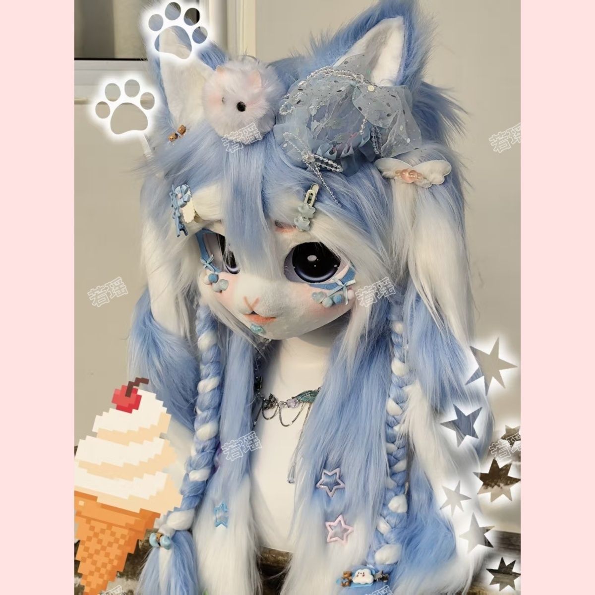 맞춤형 OC 디자인 고양이 케모노 퍼슈트 헤드 수제 레 - Cosplay Prop Designer 리뷰 및 가격